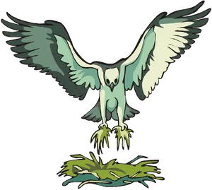 Eagle Approaching Nest Illustration PNG