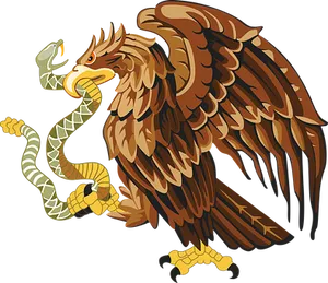 Eagle Grasping Snake Illustration