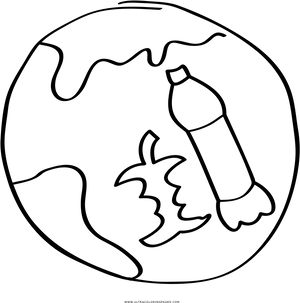 Earth Pollution Coloring Page PNG