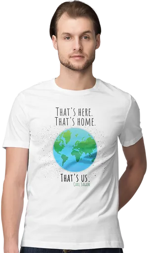Earth Quote T Shirt Model PNG image
