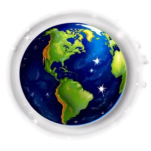 Earth With Stars Cartoon Png Xql60 PNG image