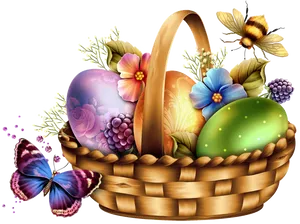 Easter Basket Floral Butterfly