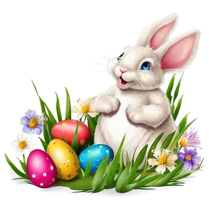 Easter Bunny And Flowers Png 89 PNG image
