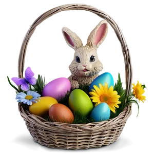 Easter Bunny And Flowers Png Brk PNG image