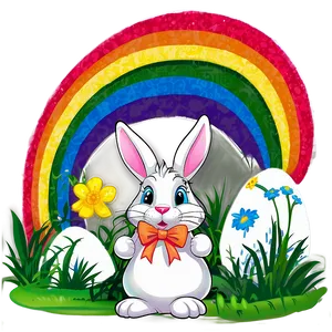 Easter Bunny And Rainbow Png 81 PNG image