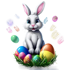 Easter Bunny And Rainbow Png Suk48 PNG image