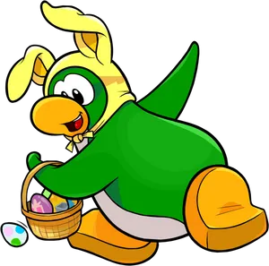 Easter Bunny Cartoonwith Egg Basket PNG image
