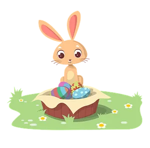 Easter Bunny Cartoonwith Eggs