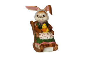 Easter Bunny Figurine With Chick PNG image