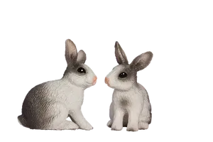 Easter Bunny Figurines Black Background PNG image