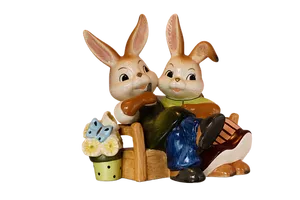 Easter Bunny Figurines Black Background