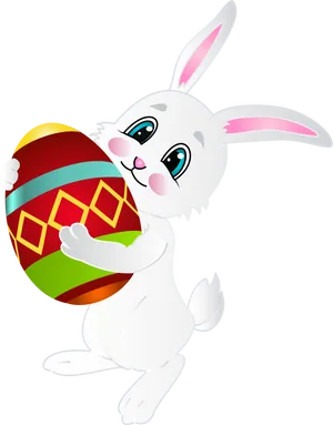 Easter Bunny Holding Decorated Egg PNG image