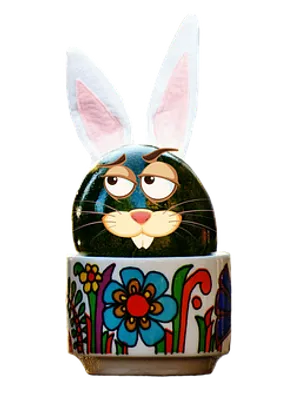 Easter Bunny Painted Eggon Stand PNG image