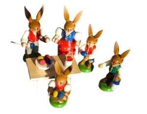Easter Bunny Painters Wooden Figurines