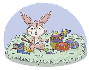 Easter Bunny Painting Eggs PNG image