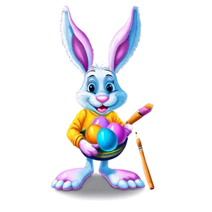 Easter Bunny Painting Eggs Png Hyg25 PNG image