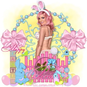 Easter Bunny Themed Pinup Girl PNG image