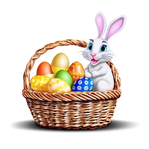 Easter Bunny With Basket Full Of Eggs Png 05232024 PNG image