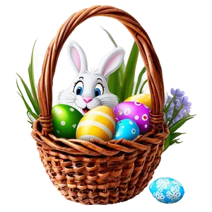Easter Bunny With Basket Full Of Eggs Png Pyh PNG image