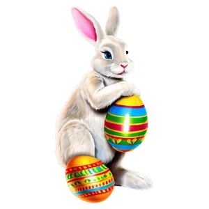 Easter Bunny With Eggs Png 05232024 PNG image