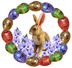 Easter Bunnyand Decorative Eggs Wreath.png PNG image