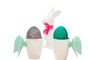 Easter Bunnyand Egg Cupswith Wings PNG image