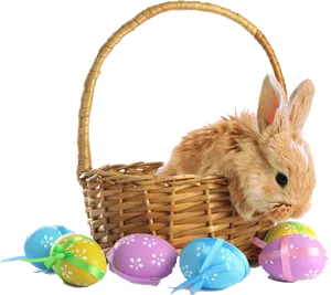 Easter Bunnyin Basketwith Decorated Eggs.png