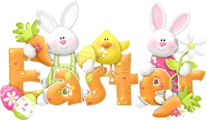 Easter Celebration Cartoon Bunnies Chicks
