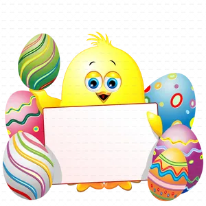 Easter Chick With Colorful Eggs