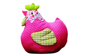 Easter Chicken Plush Toy Pink Polka Dots PNG image
