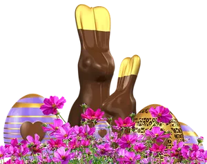 Easter Chocolate Bunniesand Eggs PNG image