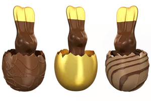 Easter Chocolate Bunniesin Eggs PNG image