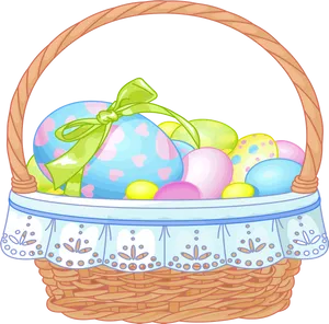 Easter Egg Basket Illustration PNG image