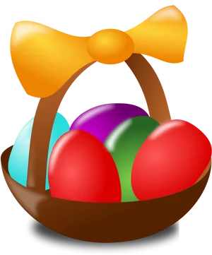 Easter Egg Basketwith Yellow Bow PNG image