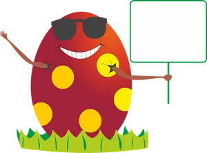 Easter Egg Cartoonwith Sign PNG image