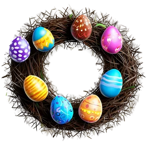 Easter Egg Wreath PNG Hor47