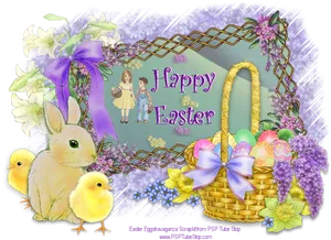 Easter Greetings Basketand Chicks