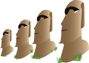 Easter Island Moai Statues Vector PNG image
