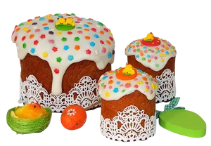 Easter Kulich Traditional Russian Cakes PNG image