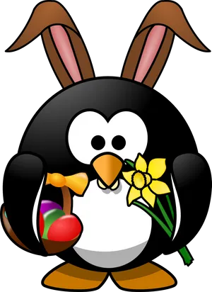 Easter Penguin Cartoon Bunny Ears PNG image
