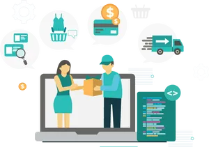Ecommerce Online Shoppingand Delivery Concept PNG
