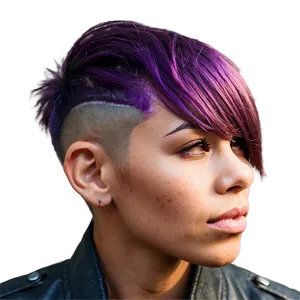 Edgy Purple Hair With Undercut PNG 69