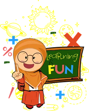 Educational Cartoon Character Learning Fun
