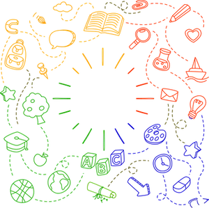 Educational Doodle Neon Outline PNG image