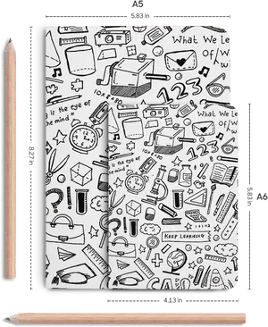 Educational Doodle Notebook Cover PNG image