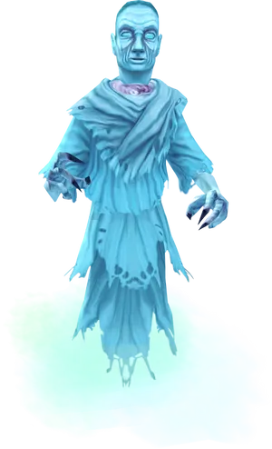 Eerie Blue Ghost Figure PNG image