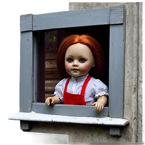 Eerie Doll In Window PNG Str61 PNG