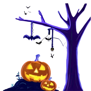 Eerie Halloween Cartoon Town PNG 06252024