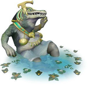 Egyptian Themed Alligator Statue PNG image