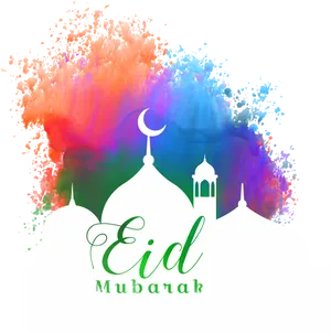 Eid Mubarak Colorful Celebration PNG image